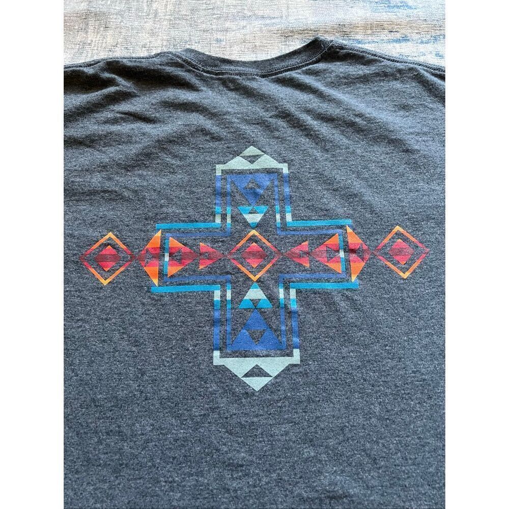 Pendleton Heathered Blue Gray Aztec Geometric Pri… - image 5